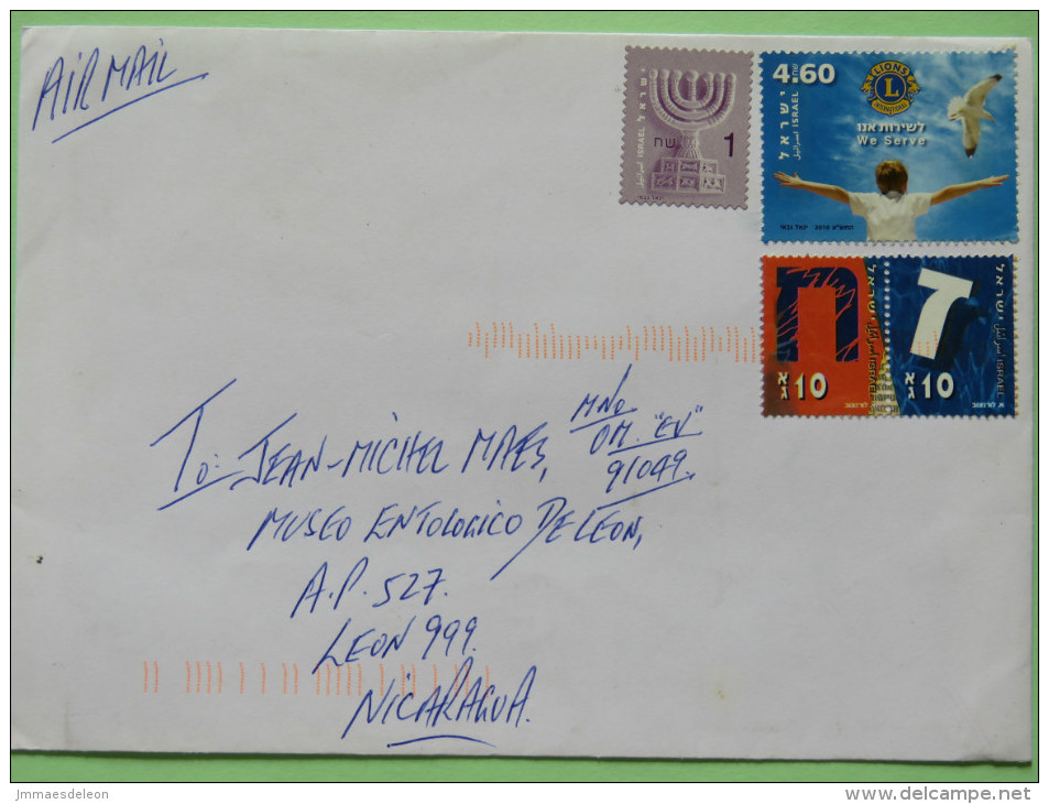 Israel 2012 Cover To Nicaragua - Candles Holder Bird Child Letters Alphabet - Cartas & Documentos
