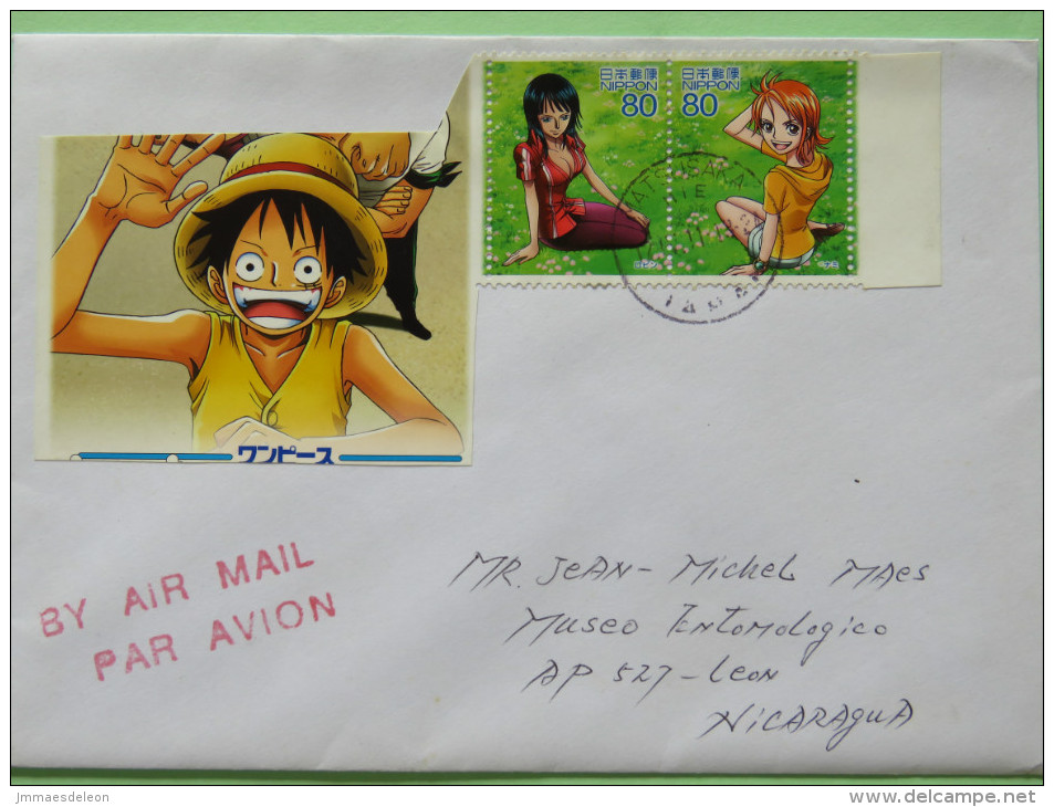 Japan 2011 Cover To Nicaragua - Cartoons Anime - Storia Postale