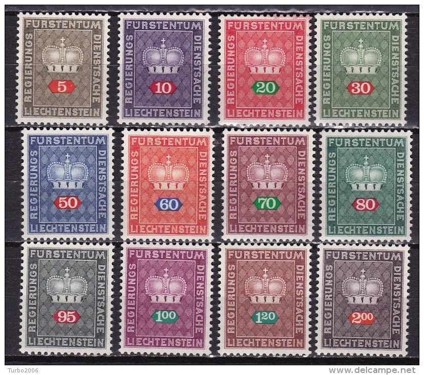 Liechtenstein 1968 Servicestamps Crown Comlete MNH Set Michel D 45 / 56 - Service