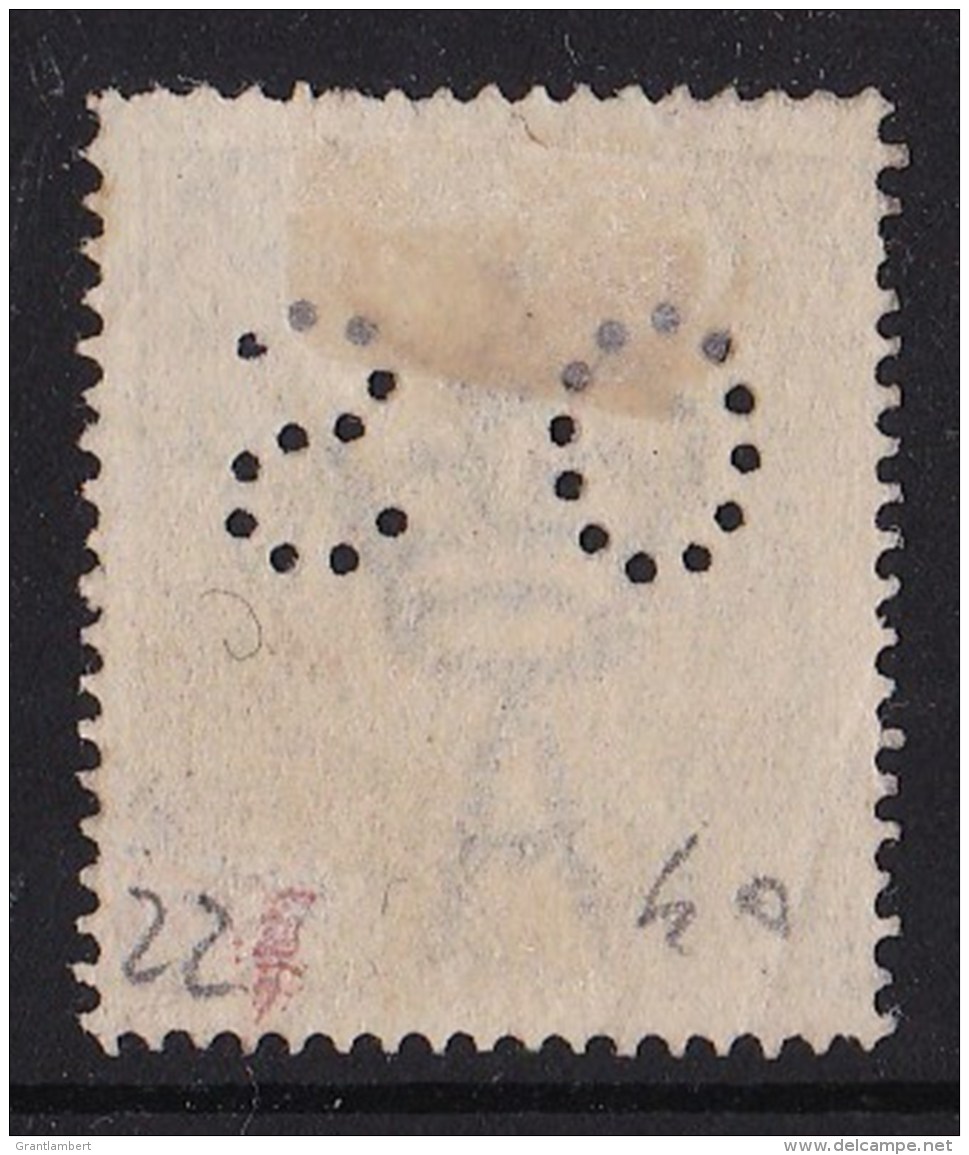 Australia 1922 King George V 4d Blue Single Crown Perf OS Used  SG O74 - See Notes - - Used Stamps