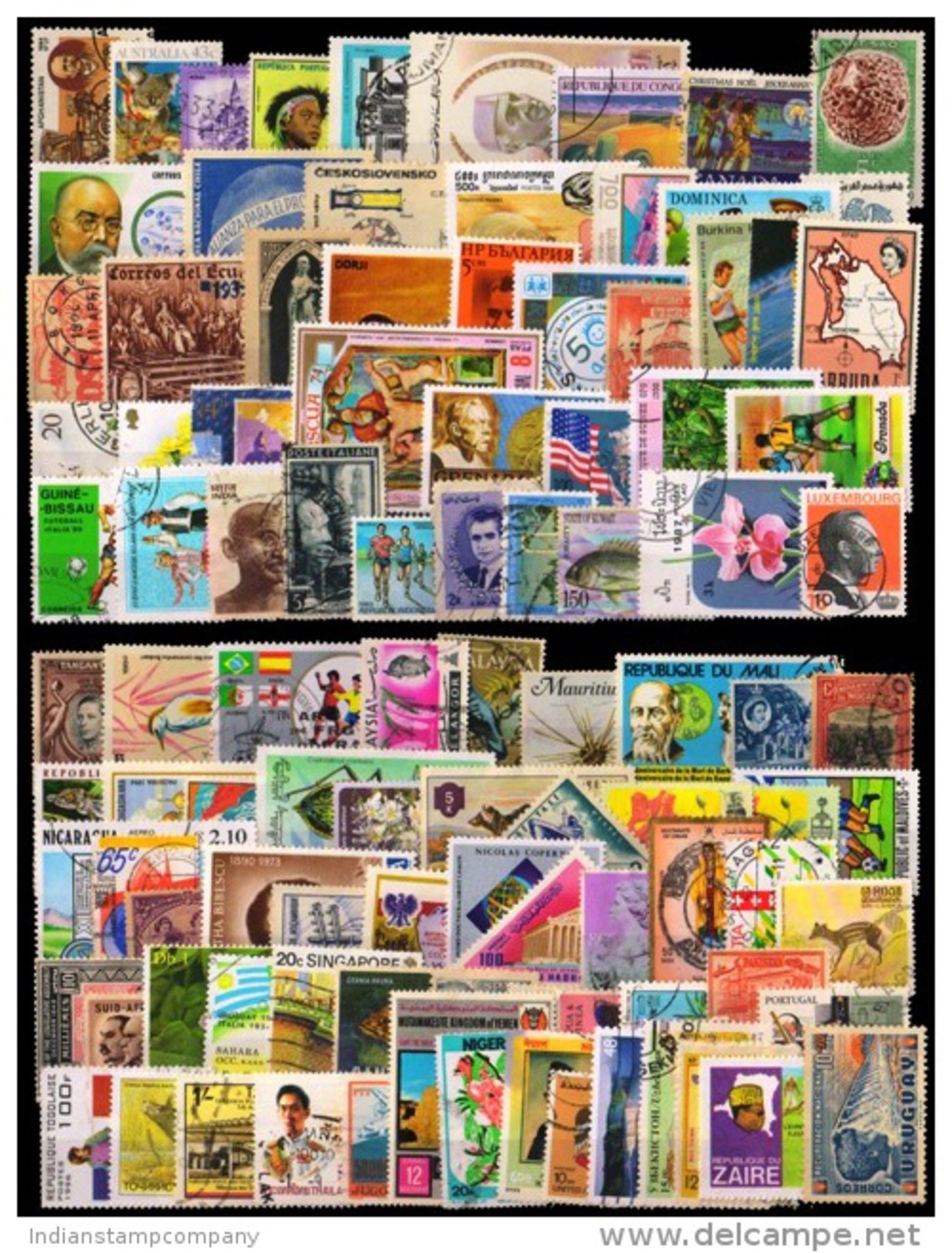 World Wide 100 Different Large Stamps From 100 Different Countries & States-Mostly Used - Mezclas (max 999 Sellos)