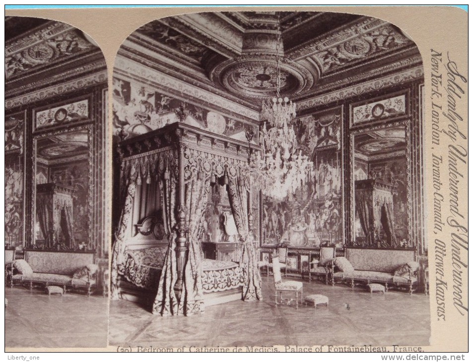 BEDROOM Of CATHERINE De MEDICIS Fontainebleau FRANCE ( Underwood & Underwood N° 30 ) Zie Foto´s Voor Details ) ! - Photos Stéréoscopiques