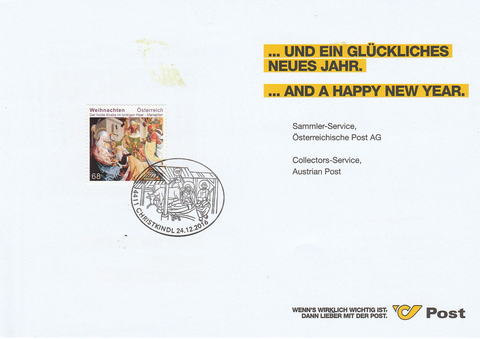 (D0820) Noël 2016 Christkindl 12.24.2016. - Lettres & Documents