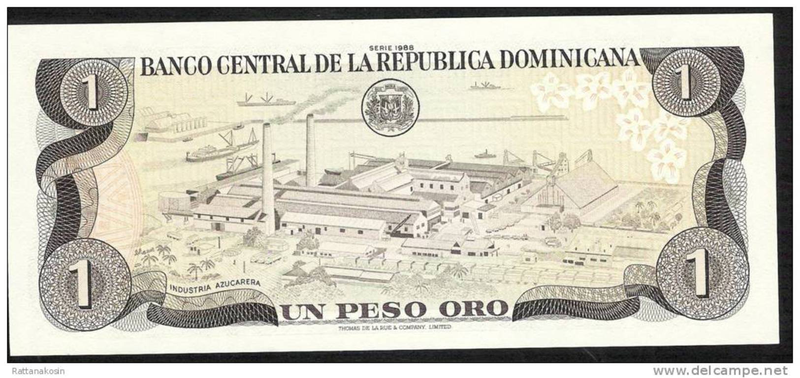 DOMINICAN REPUBLIC P126e 1 PESO ORO 1988 #M/T  Signature 31   UNC. - Dominicana