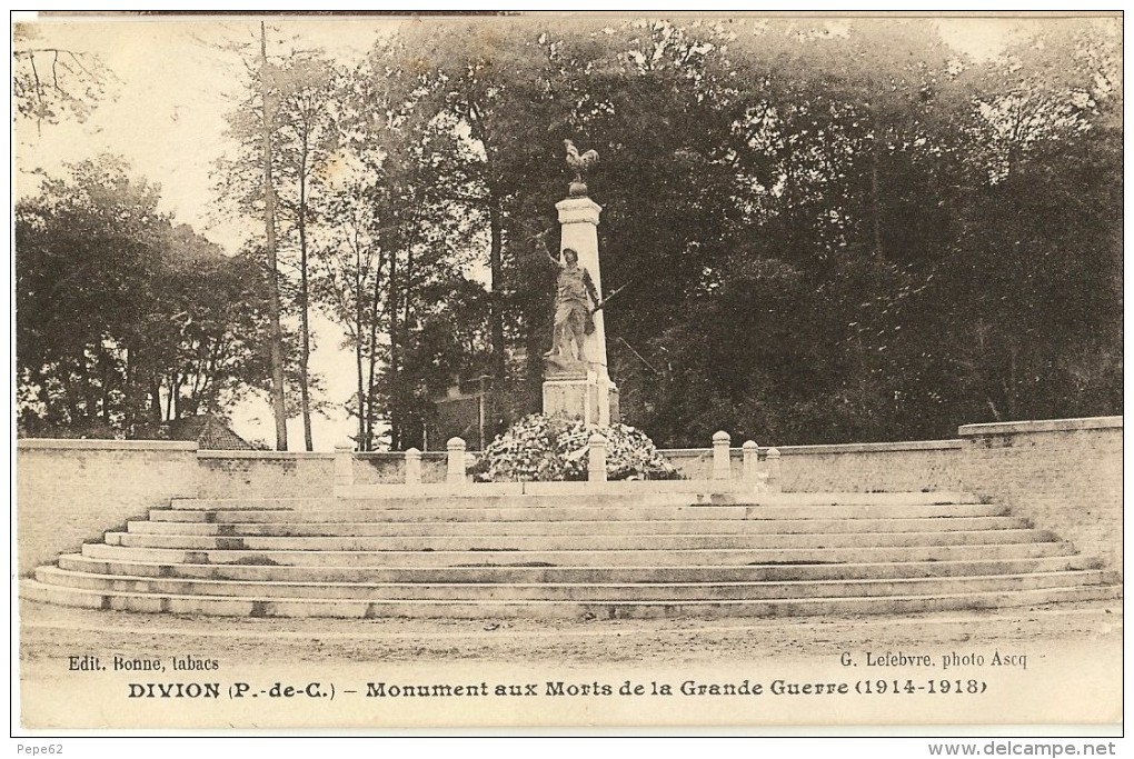 Divion- Monument Aux Morts  1914-1918 -cpa - Divion