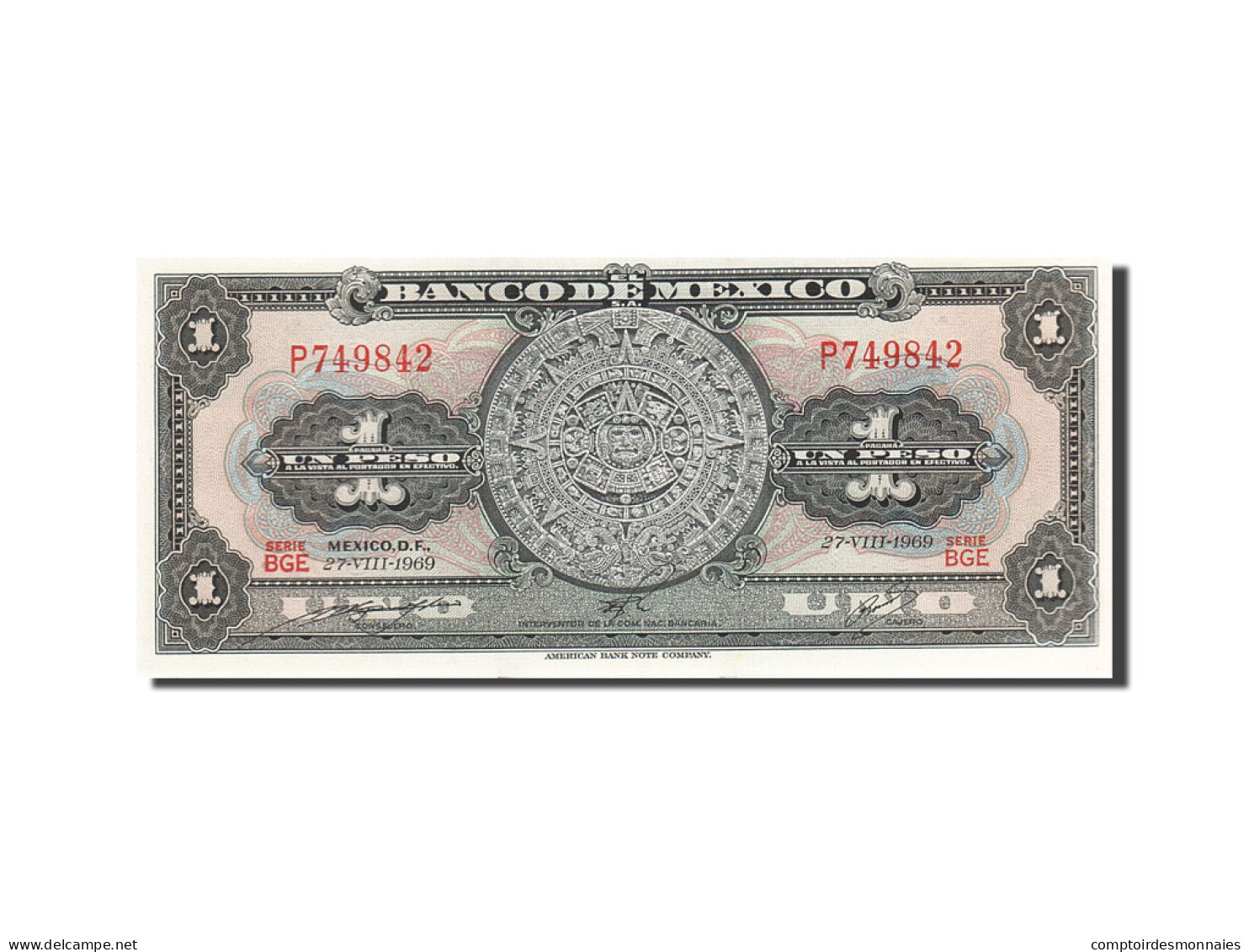 Billet, Mexique, 1 Peso, 1957-1961, 1969-08-27, KM:59k, SPL - Mexique