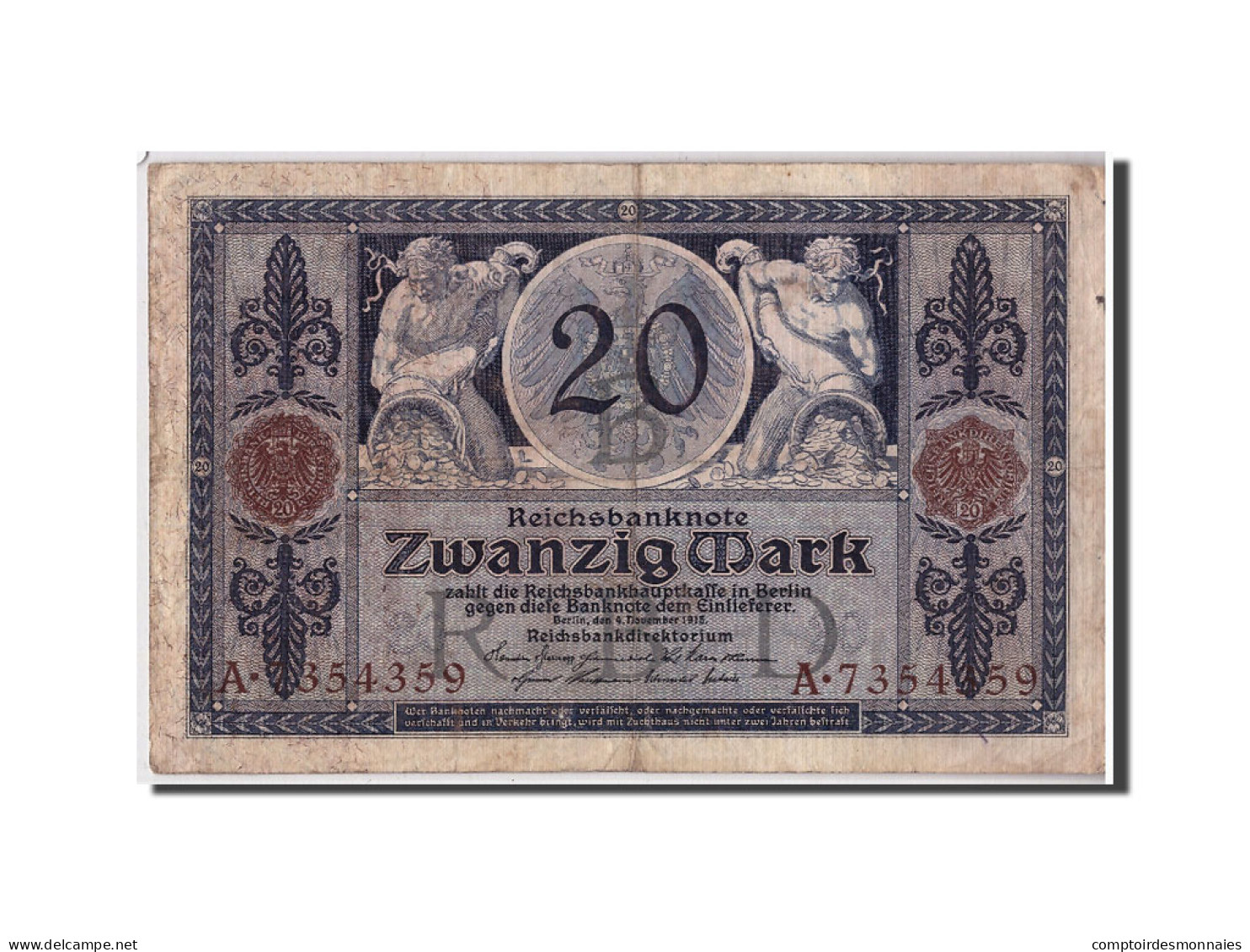 Billet, Allemagne, 20 Mark, 1915, 1915-11-04, KM:63, B+ - 20 Mark