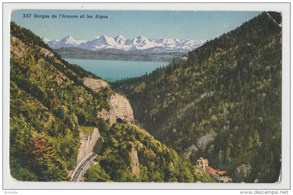 GORGES DE L'AREUSE ET LES ALPES  SPEDITA DA NEUCHÂTEL F/P VIAGGIATA 1957 - Otros & Sin Clasificación