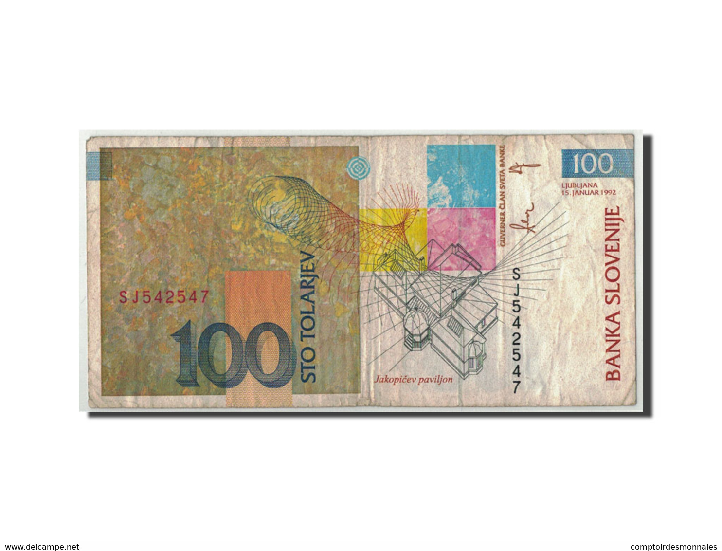 Billet, Slovénie, 100 Tolarjev, 1992, 1992-01-15, KM:14A, B+ - Slovenia