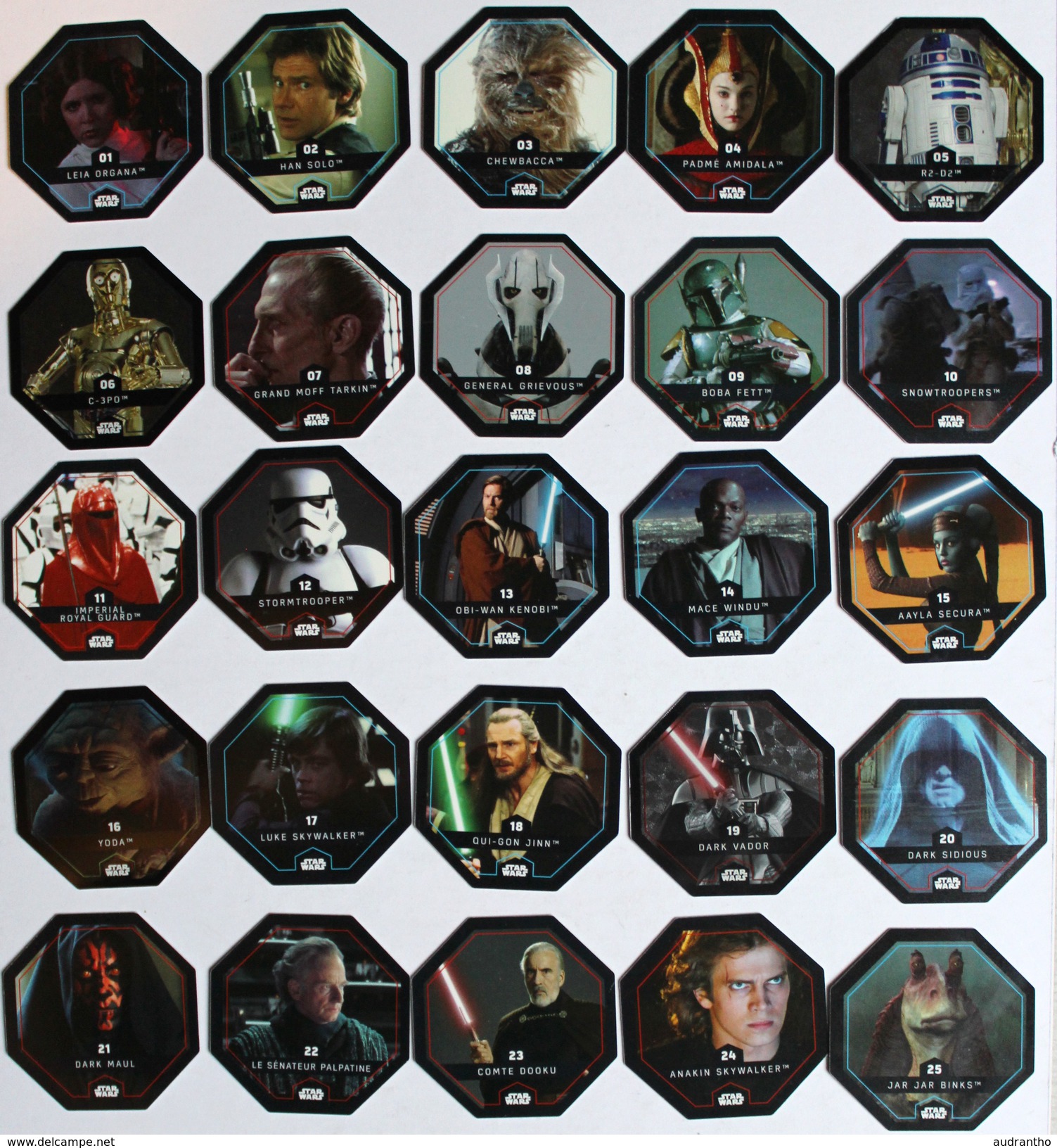 25 Jetons 1 à 25 STAR WARS Collection LECLERC DARK VADOR Skywalker - Star Wars