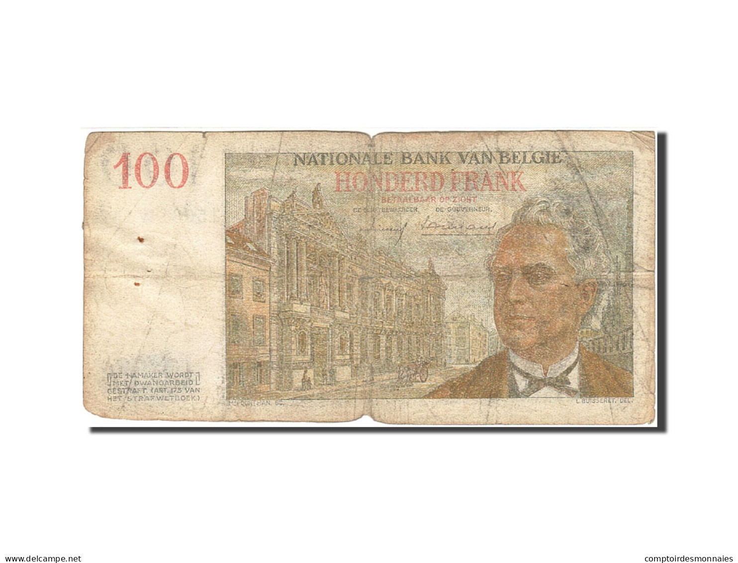 Billet, Belgique, 100 Francs, 1950-1952, 1959-06-15, KM:129c, B+ - 100 Francs