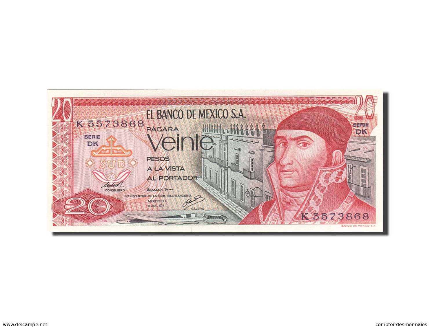 Billet, Mexique, 20 Pesos, 1969-1974, 1977-07-08, KM:64d, SPL - Mexiko