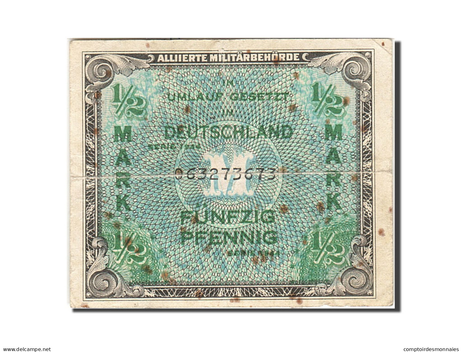 Billet, Allemagne, 1/2 Mark, 1944, Undated, KM:191a, B - 1/2 Mark