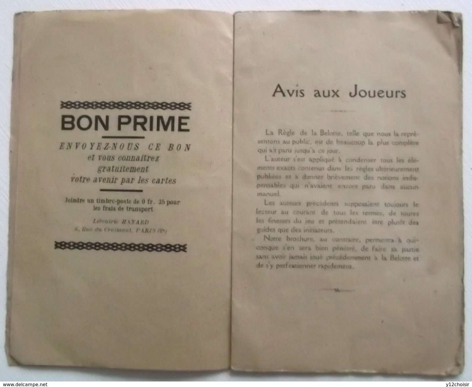 LIVRET ANNEES 20.30 VERITABLE REGLE DE LA BELOTTE ( OU BELOTE ) CARTES A JOUER - Autres & Non Classés