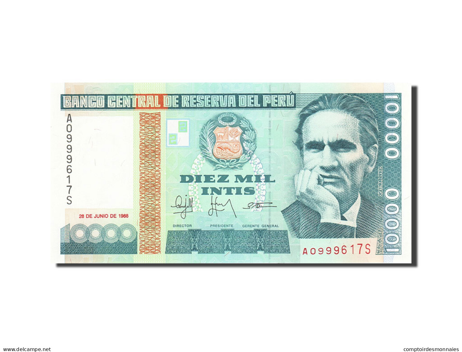 Billet, Pérou, 10,000 Intis, 1985-1991, 1988-06-28, KM:141, SPL - Pérou