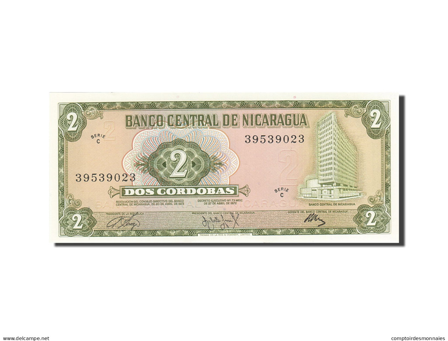 Billet, Nicaragua, 2 Cordobas, 1972, 1972, KM:121a, SPL - Nicaragua