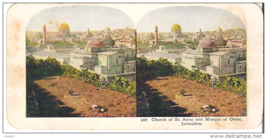 149 Church Of St. Anne And Mosque Of Omar, Jerusalem. - Stereoscope Cards