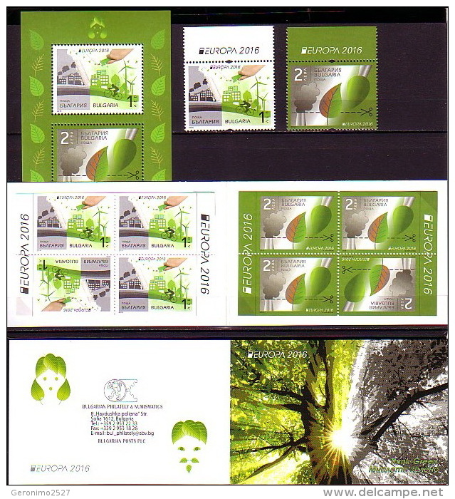 Europa CEPT 2016 BULGARIA Think Green - Fine Set + S/S + Booklet MNH - 2016