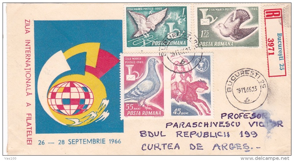 BV5557  STAMPS DAY 1965, FULL SET STAMPS ON RGD COVER ROMANIA. - Lettres & Documents