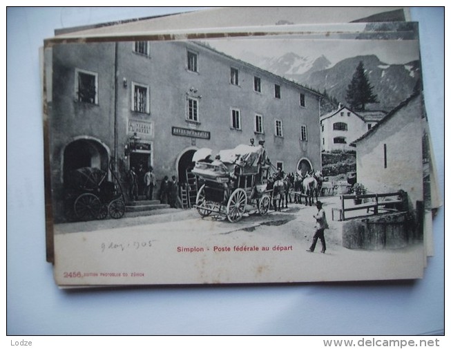 Zwitserland Schweiz Suisse VS Simplon Poste Féderale Postkutsche CP Ancienne Alte Ansichtskarte - Simplon