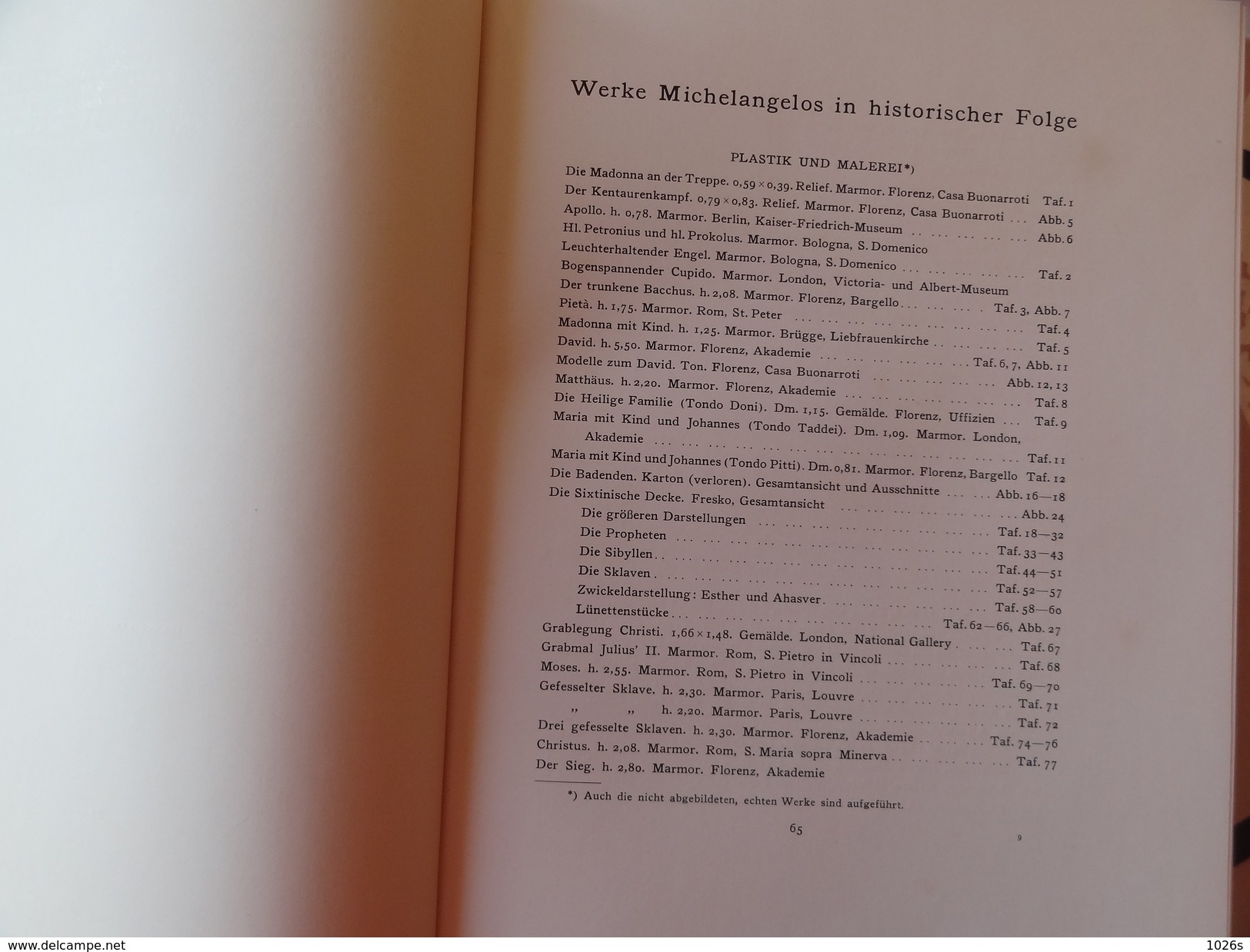 LIVRE D'ART SUR MICHELANGELO DE 1923 PAR FRITZ KNAPP PAR LES EDITIONS F.BRUCKMANN - MUNCHEN