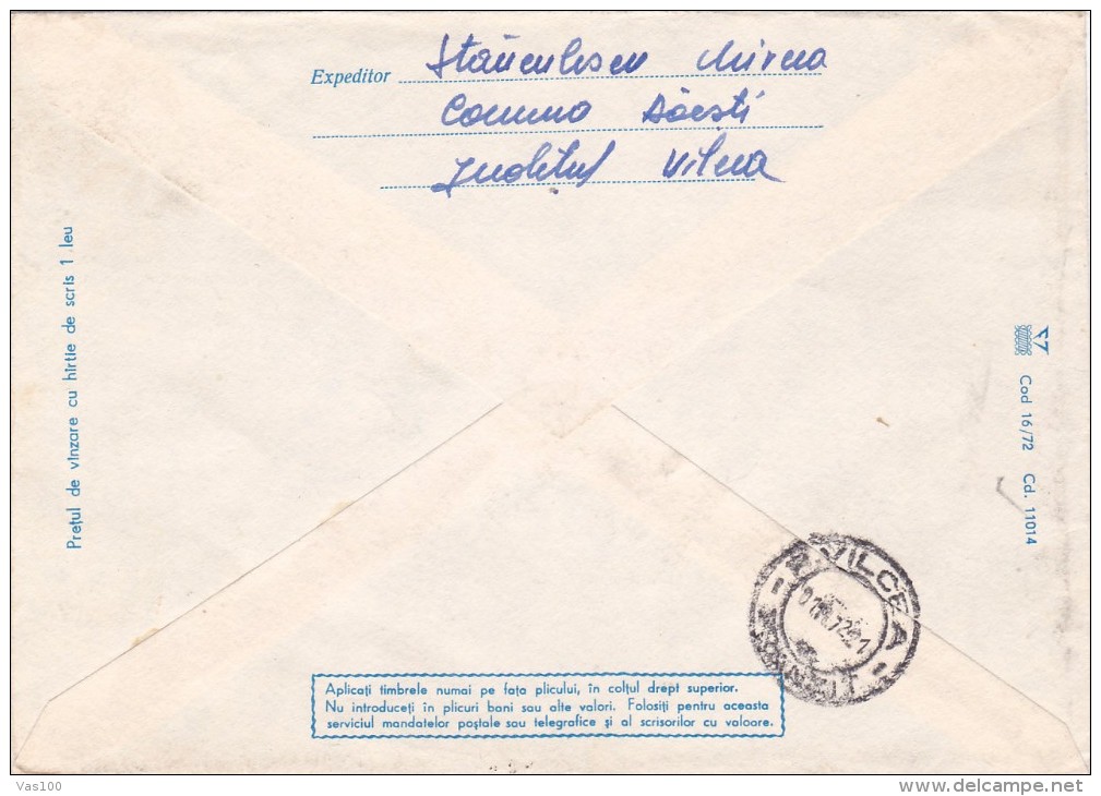 #BV5563  TRAIN STASMPS ON RGD, COVER STATIONERY 1972 ROMANIA. - Sonstige & Ohne Zuordnung