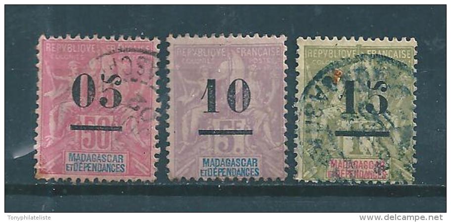 Colonie  Madagascar  De 1902  N°48 A 50  (n°49 Neuf *)  Cote 45€ - Used Stamps