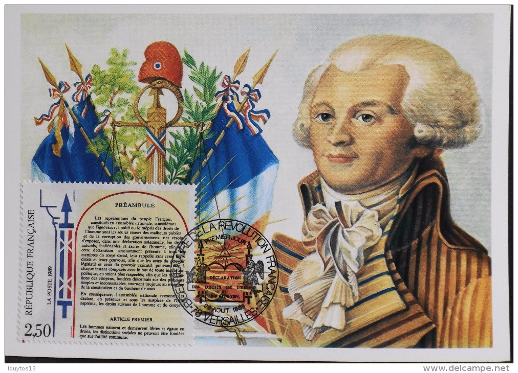 CP. - 1er JOUR 1989 - Bicent. De La Révolution Française - ROBESPIERRE - Versailles Le 26.08.1989 - SUPERBE - 1980-1989