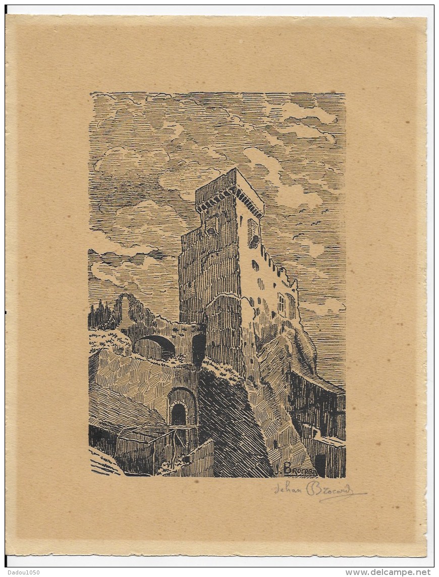 Jehan  Brocard Dessin ,chateau De Roquebrune - Estampes & Gravures