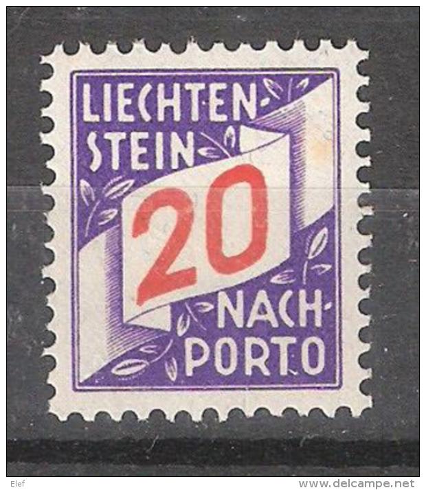 LIECHTENSTEIN  Nach Porto / TAXE 1928 ,  Yvert N° 16, 20 R Violet / Orange, Neuf ** / MNH, TTB !! - Postage Due