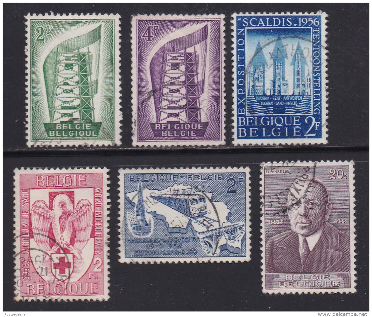 BELGIUM, 1956, Used Stamp(s), Various,  MI 1035=1053,  #10359, 6 Values Only - Used Stamps