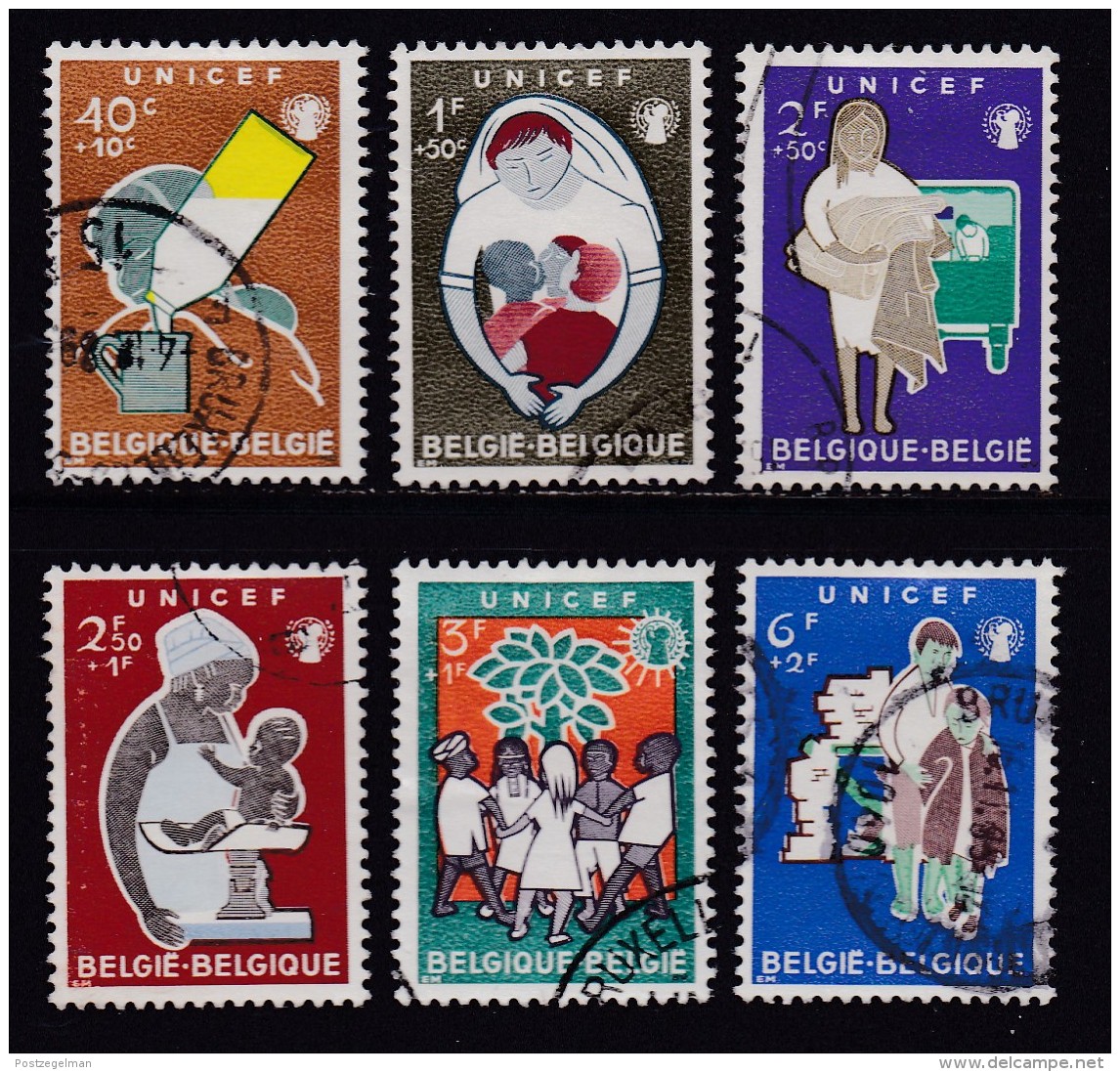 BELGIUM, 1960, Used Stamp(s), Unicef,   MI 1212-1217,  #10370, Complete - Used Stamps