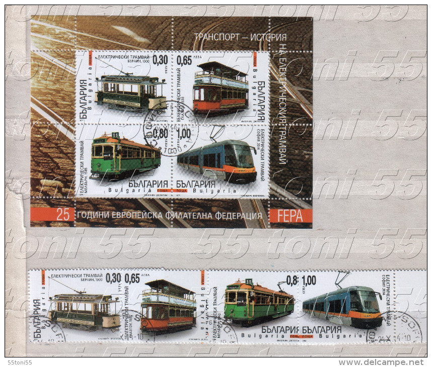 2014    TRAMWAY 4v.+ S/S - Used/oblitere (O)  Bulgaria / Bulgarie - Used Stamps