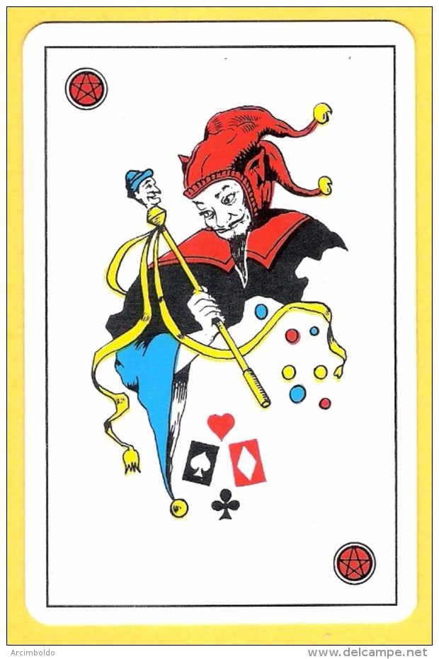 Joker Diable Avec Sceptre, Liseré Noir, étoiles Rouges - Verso Club Med, Club Méditerranée - Speelkaarten