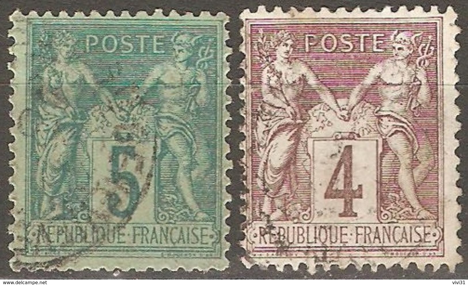 France - 1876 Et 1877 - Type Sage - YT 75 Et 88 Oblitérés - 1876-1898 Sage (Type II)