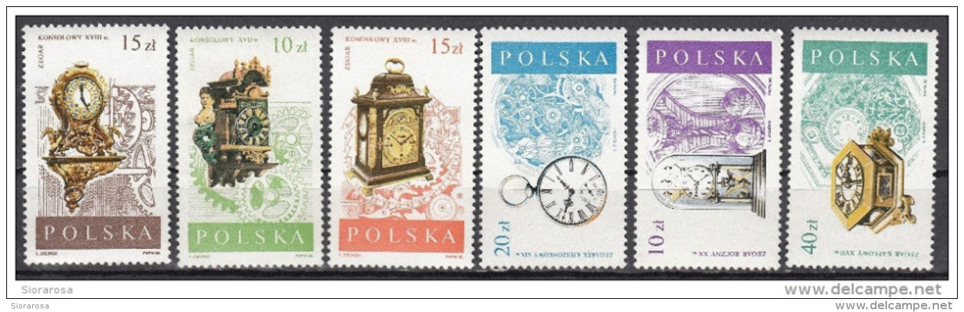 2849 Polonia 1988 Lotto Antichi Orologi Clocks Nuovo MNH Full Set Polska - Orologeria