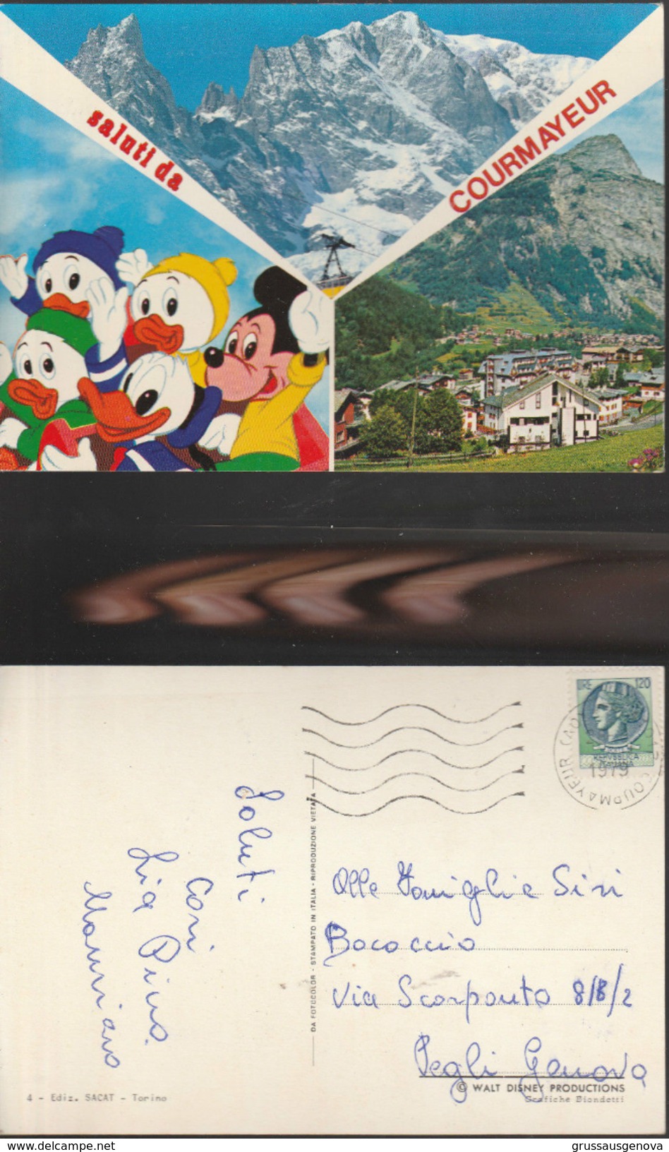 8769) PERSONAGGI DISNEY SU CARTOLINA COURMAYEUR SALUTI DA VALLE D'AOSTA - Altri & Non Classificati