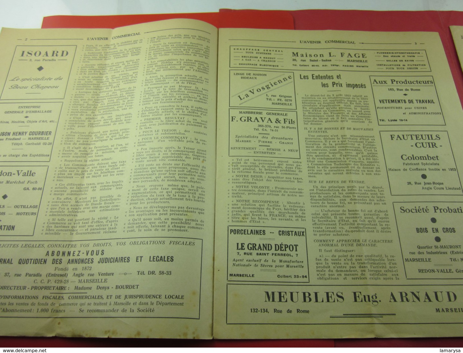 1er Dec 1953 Journal Mens. L'AVENIR COMMERCIAL INFO MARSEILLE PUB FOIRE INTERNATIONALE ELECTIONS COSULAIRES Voir Scanns - 1950 - Today