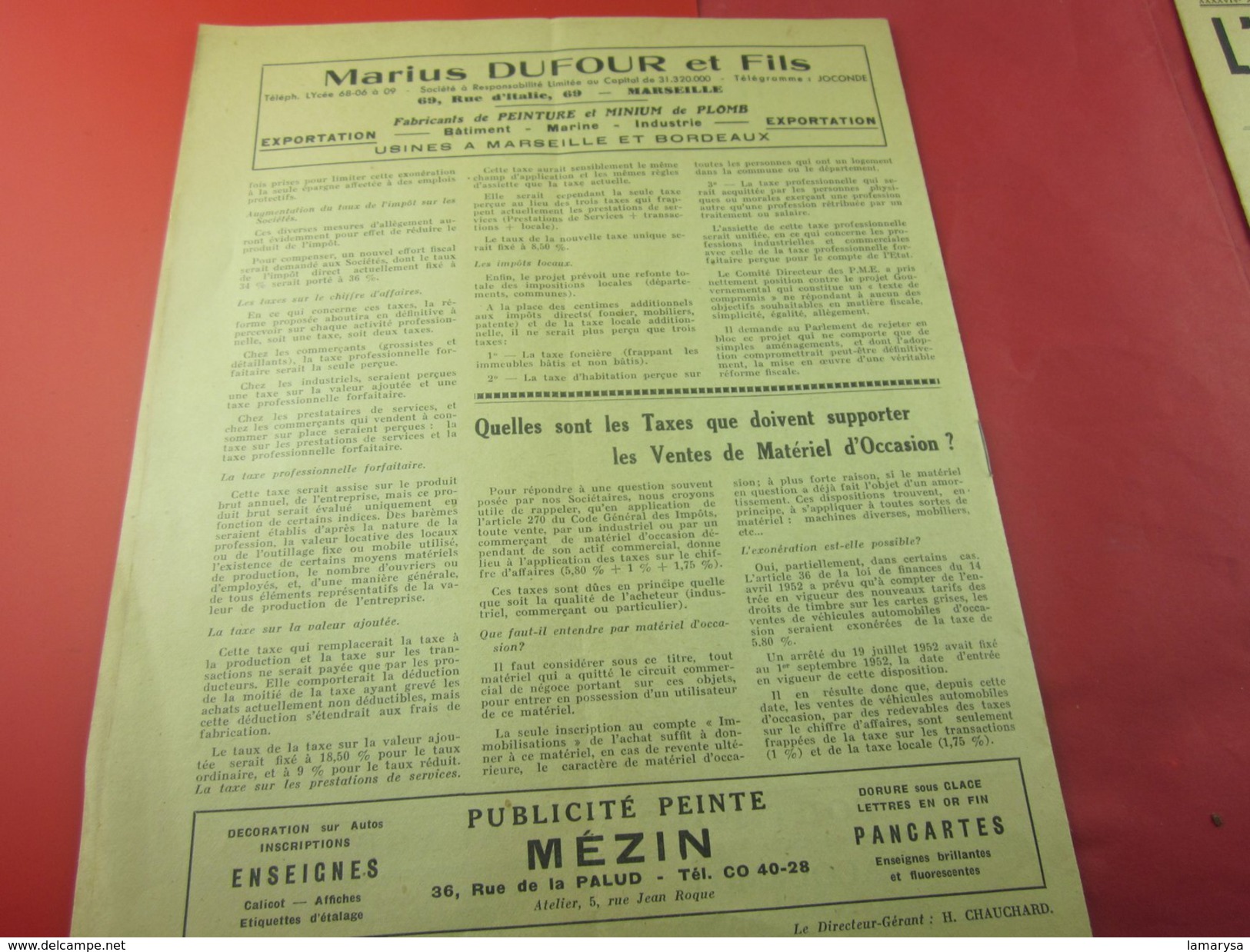 1er Dec 1953 Journal Mens. L'AVENIR COMMERCIAL INFO MARSEILLE PUB FOIRE INTERNATIONALE ELECTIONS COSULAIRES Voir Scanns - 1950 - Today