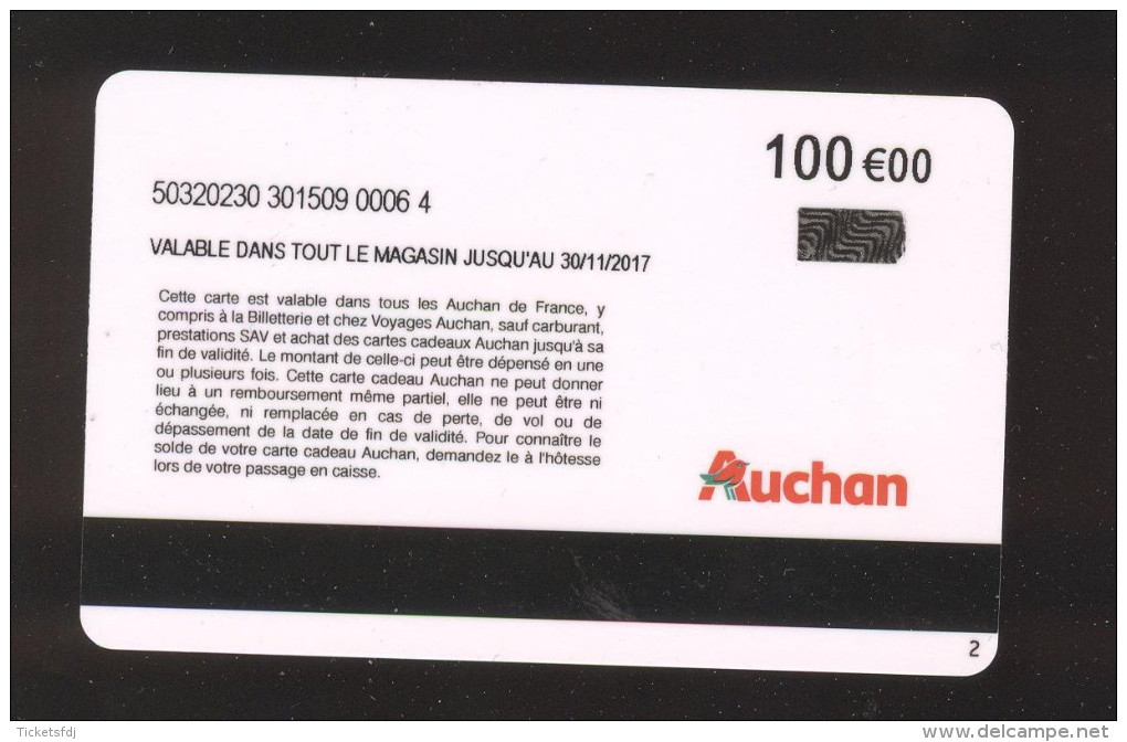 GIFT CARD - Carte Cadeau Auchan ROUGE - 100 € - Cartes Cadeaux