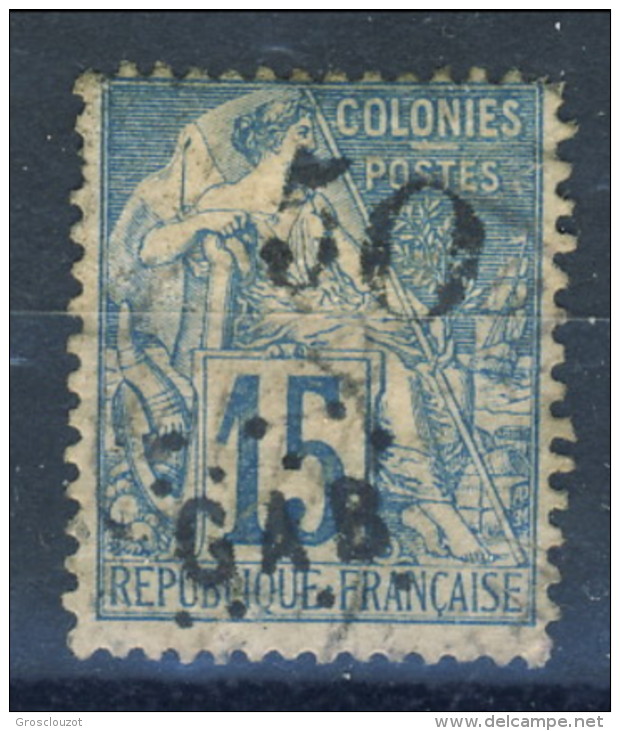 Gabon 1886 N. 4 C. 50 Su C. 15 Azzurro USATO Catalogo &euro; 2300 PROBABILE FALSO - Andere & Zonder Classificatie