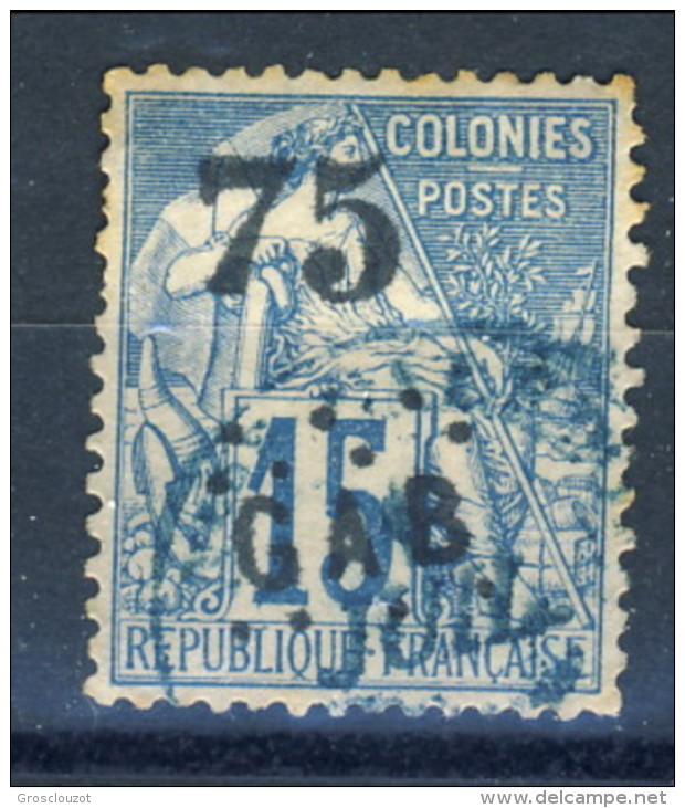 Gabon 1886 N. 5 C. 75 Su C. 15 Azzurro USATO Annullo Azzurro, Catalogo &euro; 2600 PROBABILE FALSO - Andere & Zonder Classificatie