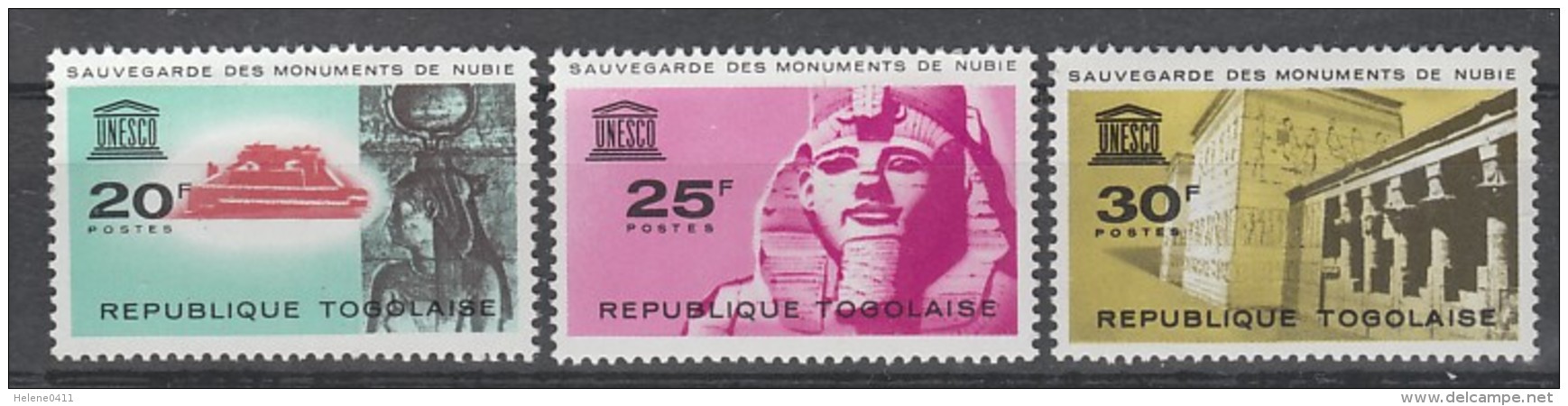 SERIE NEUVE DU TOGO - SAUVEGARDE DES MONUMENTS DE NUBIE N° Y&T 409 A 411 - Egyptology