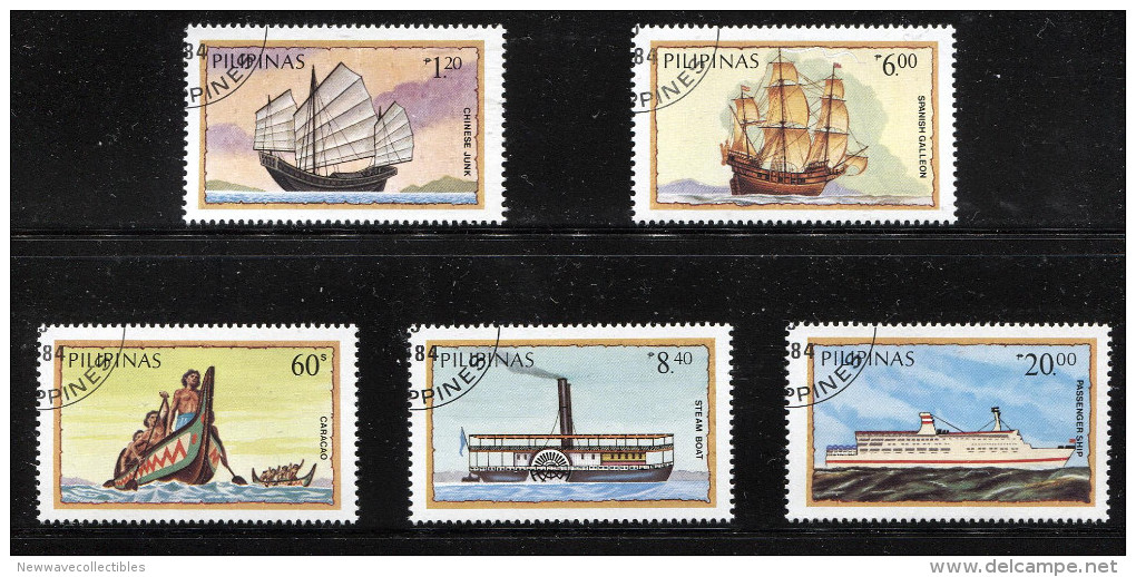 SHIPS COMPLETE SET 5 STAMPS,SELLING SHIPS,CTO USED,Philippines - Ships