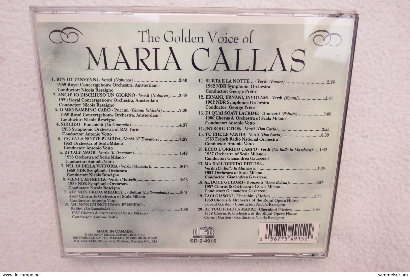 CD "Maria Callas" The Golden Voice - Klassik