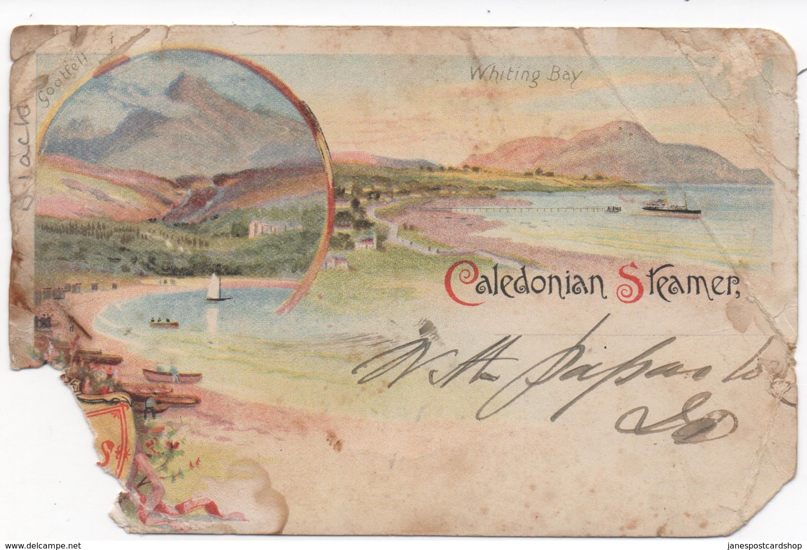 VERY DAMAGED ADVERTISING CARD FOR CALEDONIAN ROUTES - SCOTTISH STEAMERS - GOUROCK AREA 1902 - Renfrewshire
