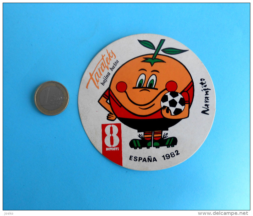 FIFA FOOTBALL WORLD CUP SPAIN '82. * MASCOT NARANJITO - Vintage Sticker * ESPANA 1982. Coupe Du Monde Fussball Futbol - Habillement, Souvenirs & Autres