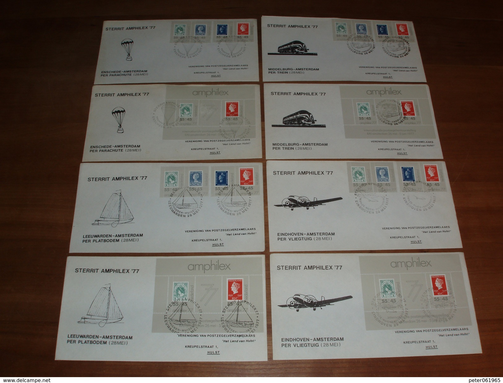 8 X Sterrit Amphilex '77 (28-05-1977) - Cartas & Documentos