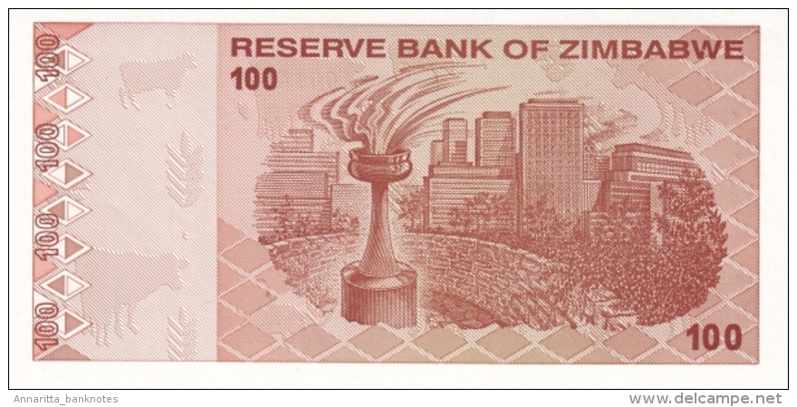 ZIMBABWE 100 DOLLARS 2009 P-97 UNC  [ZW188a] - Simbabwe