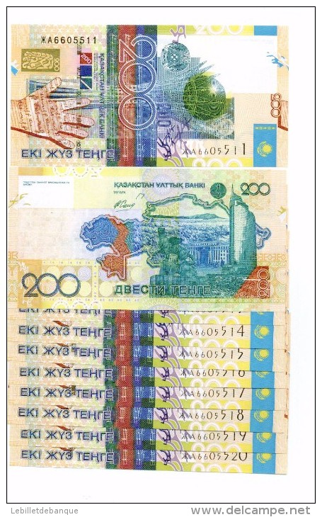 Kazakhstan Lot De 10 Billets 200 Tenge NEUF - Kasachstan